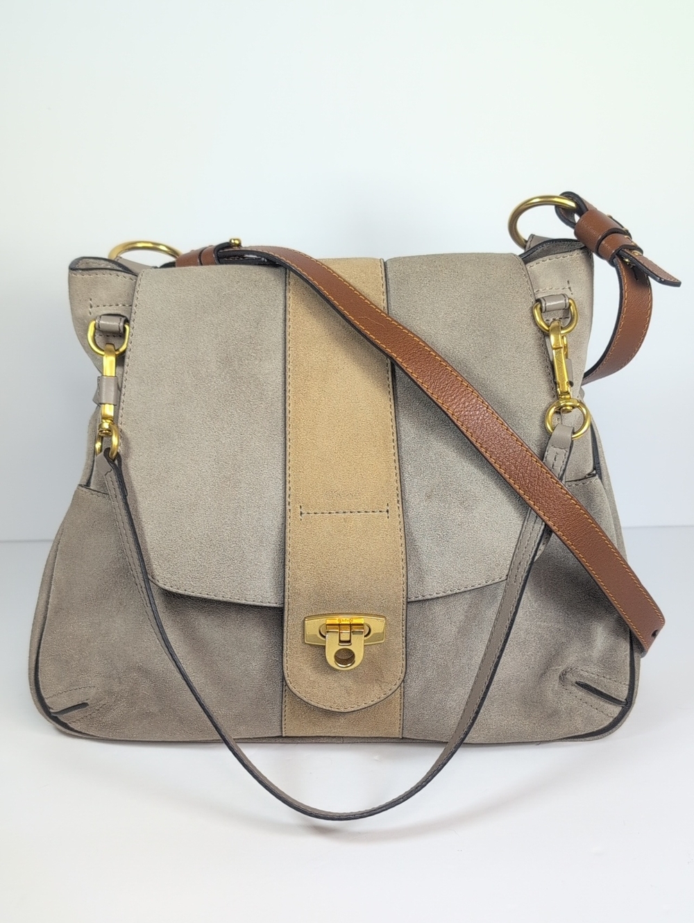 Chloe Suede Lexa Crossbody/Shoulder Bag